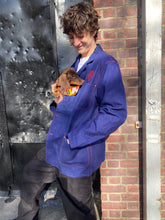 Load image into Gallery viewer, Swedish Hydron Blue Contrast Stitch Embroidered Deadstock Jacket
