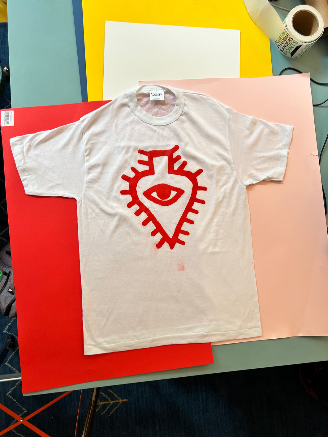 Luaka Bop White Christmas Screenprinted Tee w/ Red Logo - Small